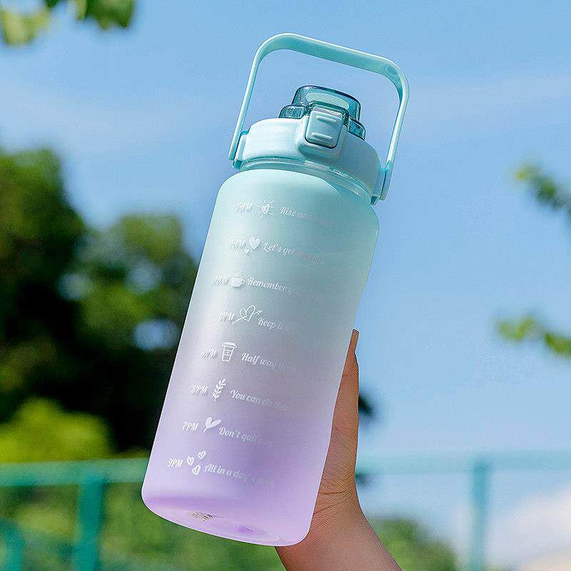 2l两公升超大容量水壶一1升吸管水樽渐层色饮水水瓶女2000ml水杯