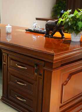 中办公桌大气老板桌总桌大班烤台实木皮漆办公HPZ家具豪华式老板