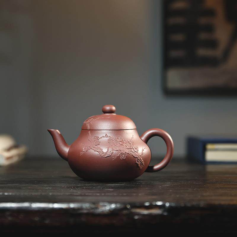 原矿老紫泥梨亭宜兴紫砂茶壶全手工贴花办公室泡茶壶茶具套装