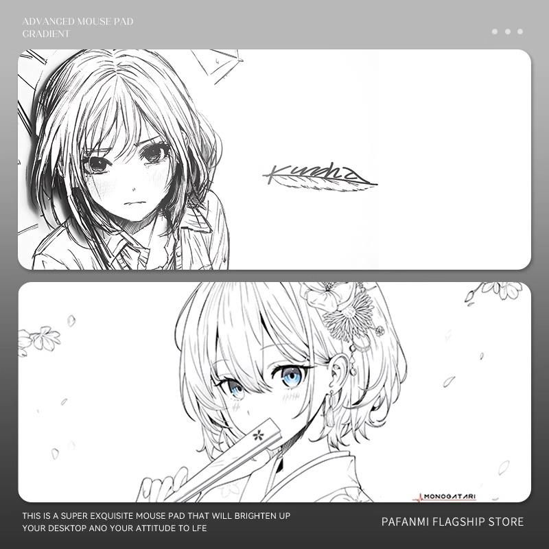 线 线稿滑鼠垫超大号二次元极简动漫电竞家用防滑轻奢高级感桌垫
