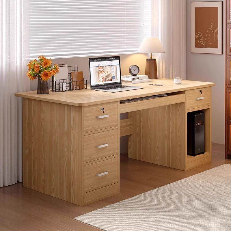 办公桌家用写字台学生带锁带抽屉简约1.2米台式电脑桌卧室小书桌