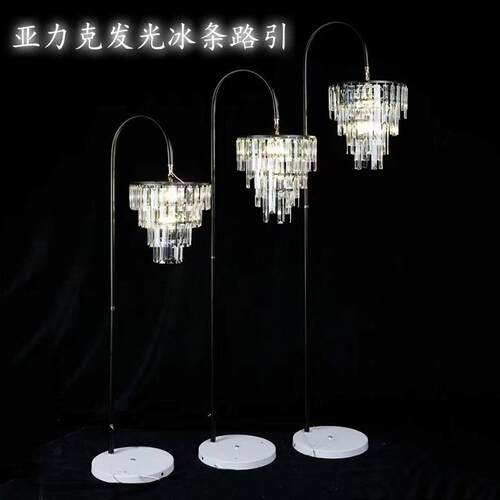 新款婚礼堂欧式铁艺电镀水晶吊灯婚庆道具灯冰晶条路引布置装饰