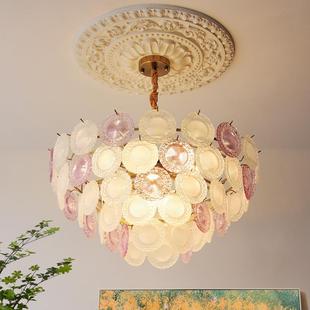 式 客厅灯现代圈简约中山灯甜甜珍珠轻奢具水晶卧法室房间餐厅739