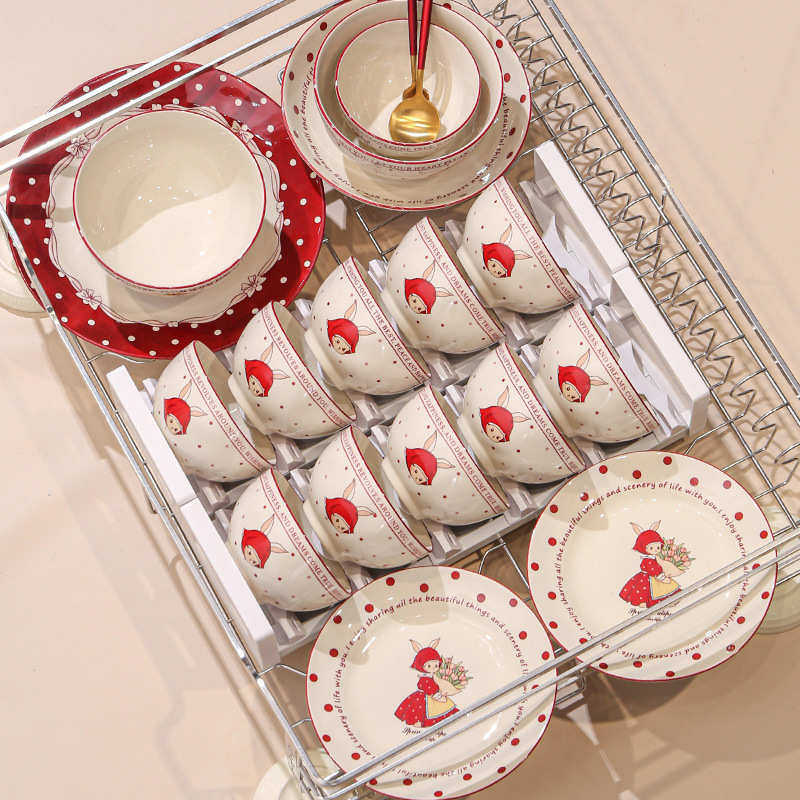 可爱兔陶瓷餐具套装2025新款家用高颜值乔迁新婚礼品全套碗盘饭碗