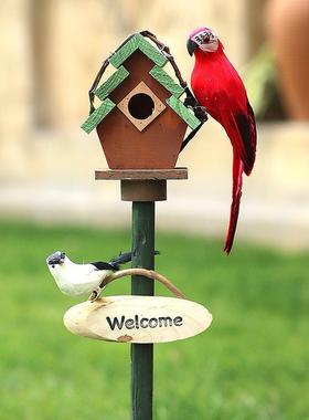 户外摆鸟窝件花园30607庭院布置院装饰网园林景观子园艺阳台插牌