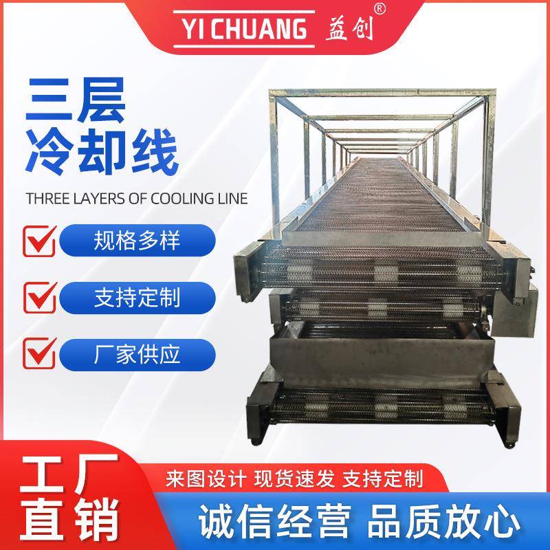 工业自动化食品冷却输送机耐腐蚀不锈钢网带三层设计高效运作设备