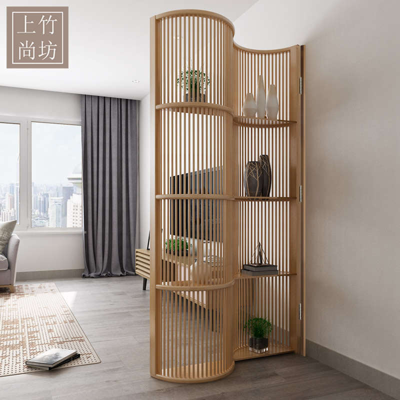 北欧屏风隔断竹弧形屏风日式玄关客厅卫生间木质隔断餐厅