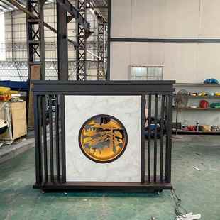 定制不锈钢庭院屏风隔断背景墙户外园林假山别墅金属深咖色影壁墙