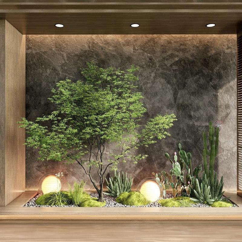 模拟绿化植物景观竹子室内景观假植物组合装饰庭院楼梯下大型彷生