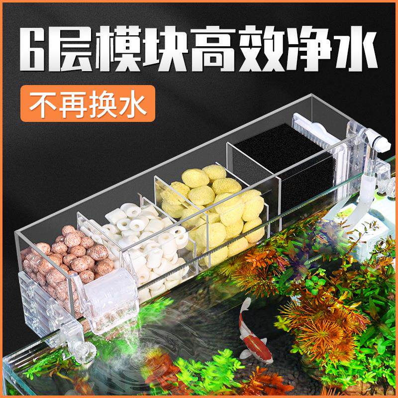 鱼缸龟缸过滤器三合一增氧滴流盒循环外置上置净水瀑布壁挂过滤盒