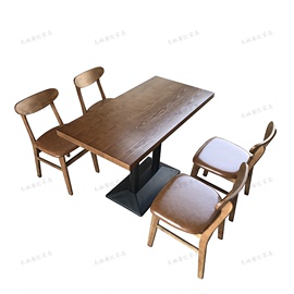 实木桌椅组合咖啡厅主题餐吧甜品，店奶茶店美式茶餐厅，西餐厅小圆桌