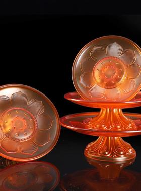 沐恩胶琉璃果盘莲花供盘家用水果贡盘果碟佛具厂家