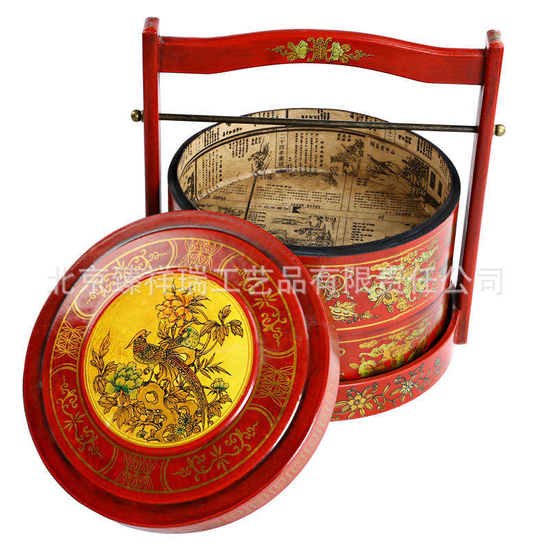 仿古手提篮食盒首饰盒仿古皮盒