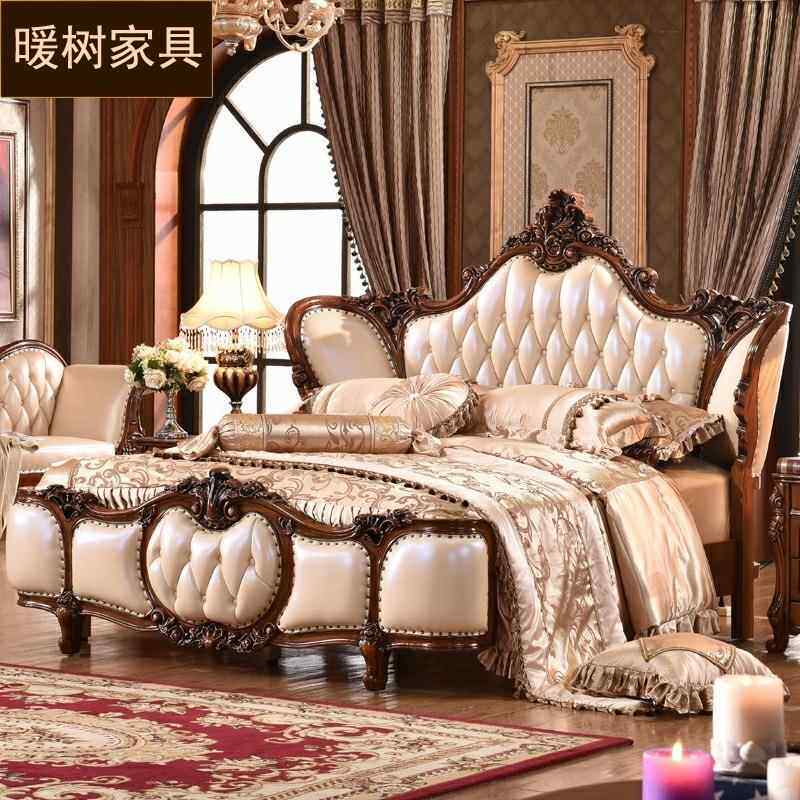 欧式床美式全实木真皮储藏床双人床婚床主卧1.8米2.0米公主大床