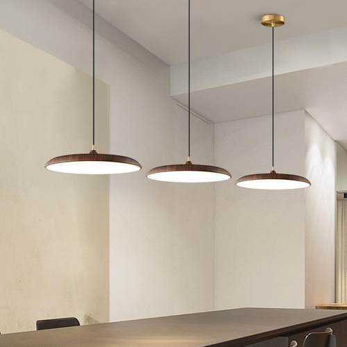 餐厅灯现代吊约计师飞碟单头餐吊卧室简床头设吧台茶室木纹595小