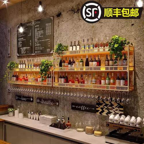 壁挂式酒架酒吧红酒展示架倒挂酒杯架墙上置物架热门酒架酒柜挂墙