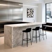 客厅家用沙发后岩板吧台隔断多功能餐桌一体小户型开放式 厨房定制