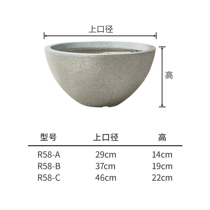 现代简约白色家用客厅落地镁泥花盆大口径碗莲水泥盆室内外花箱