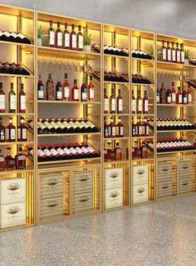 酒落用12867地式酒柜酒展示架酒庄商置物架铁艺架靠墙多红层收纳