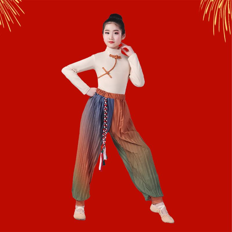 儿童风吹稻花香两岸演出服红色记忆经典扇子舞蹈服致敬袁隆现代舞