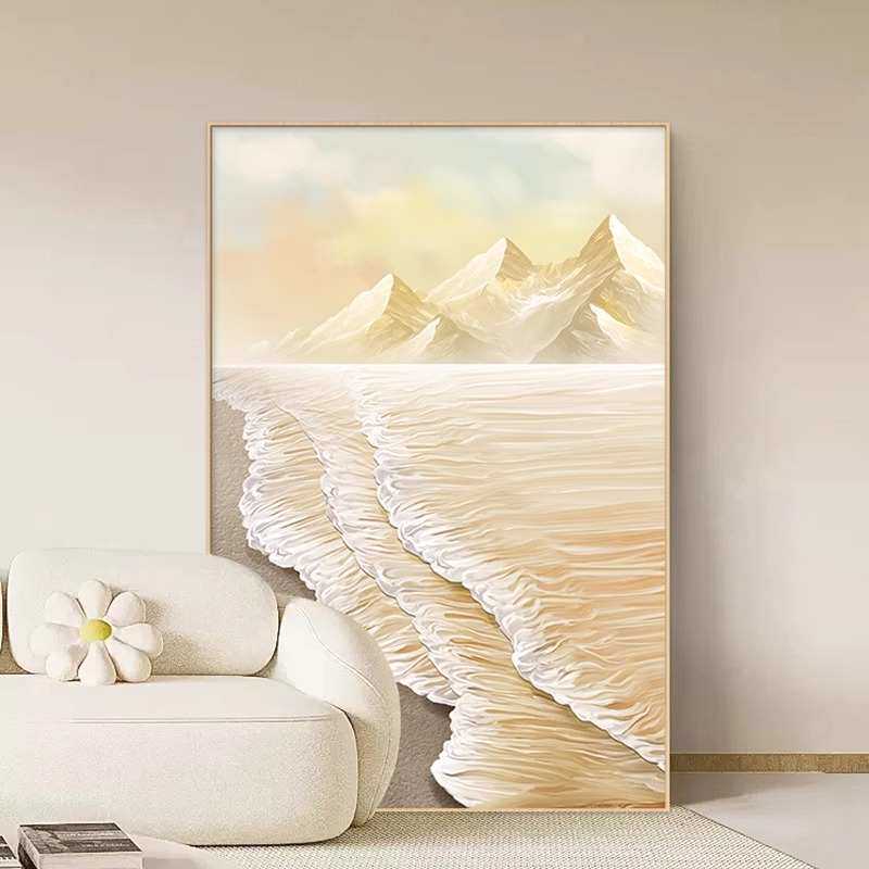 肌理抽象简约沙发风墙现代画背景装饰画挂画奶油宅玄关客厅落地寂