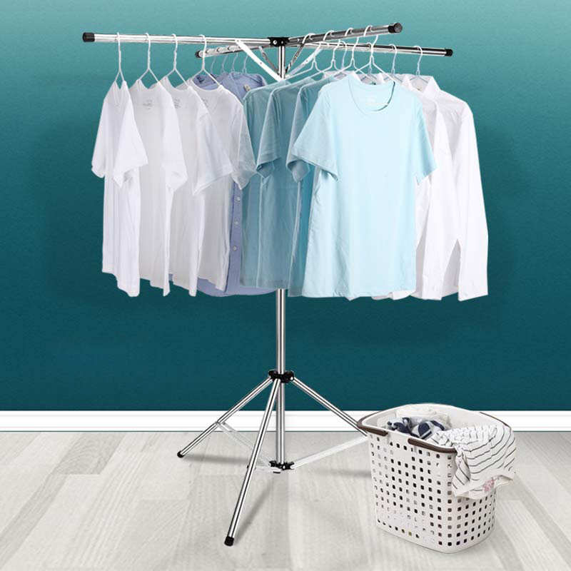 X型折叠晒衣架室内落地家用晾衣架晒被子不锈钢伸缩阳台挂衣
