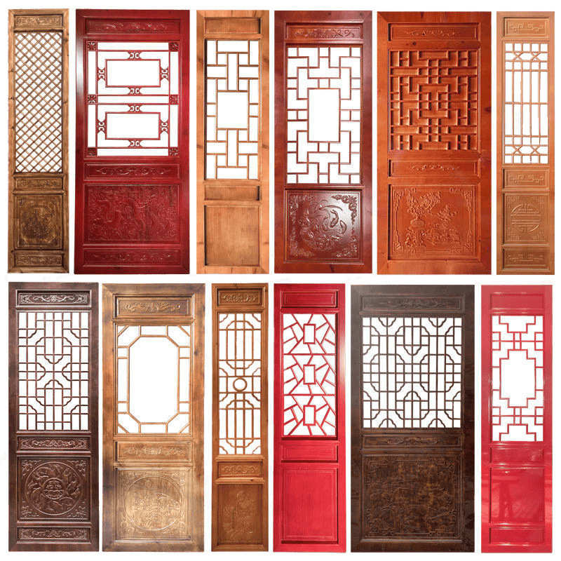 实木花格中式镂空木雕吊顶装饰仿古门窗隔断屏风月洞门背景墙