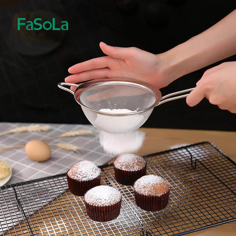 Fasola面粉筛304不锈钢筛网 手持超细过滤糖筛子家用烘焙工具