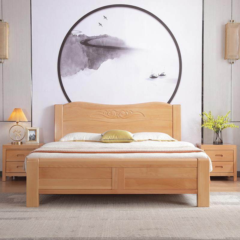 经木济8型现代简约榉床1.米全实木双人床1.5储物压床主无品牌/气