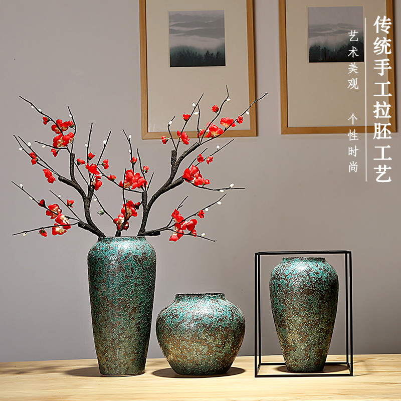 景德镇陶瓷器花瓶现代简约新中式客厅玄关装饰品摆件干花插花套装