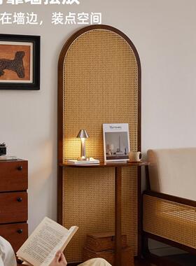 实木藤屏风隔断置物编架可移客厅入户玄架关遮挡家用动卧室F99M97
