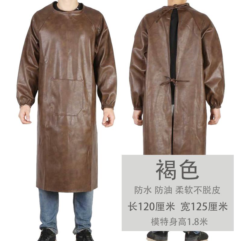 长款杀鱼围裙围裙工厂上班专用冬季全身倒背反穿衣防水防油软皮