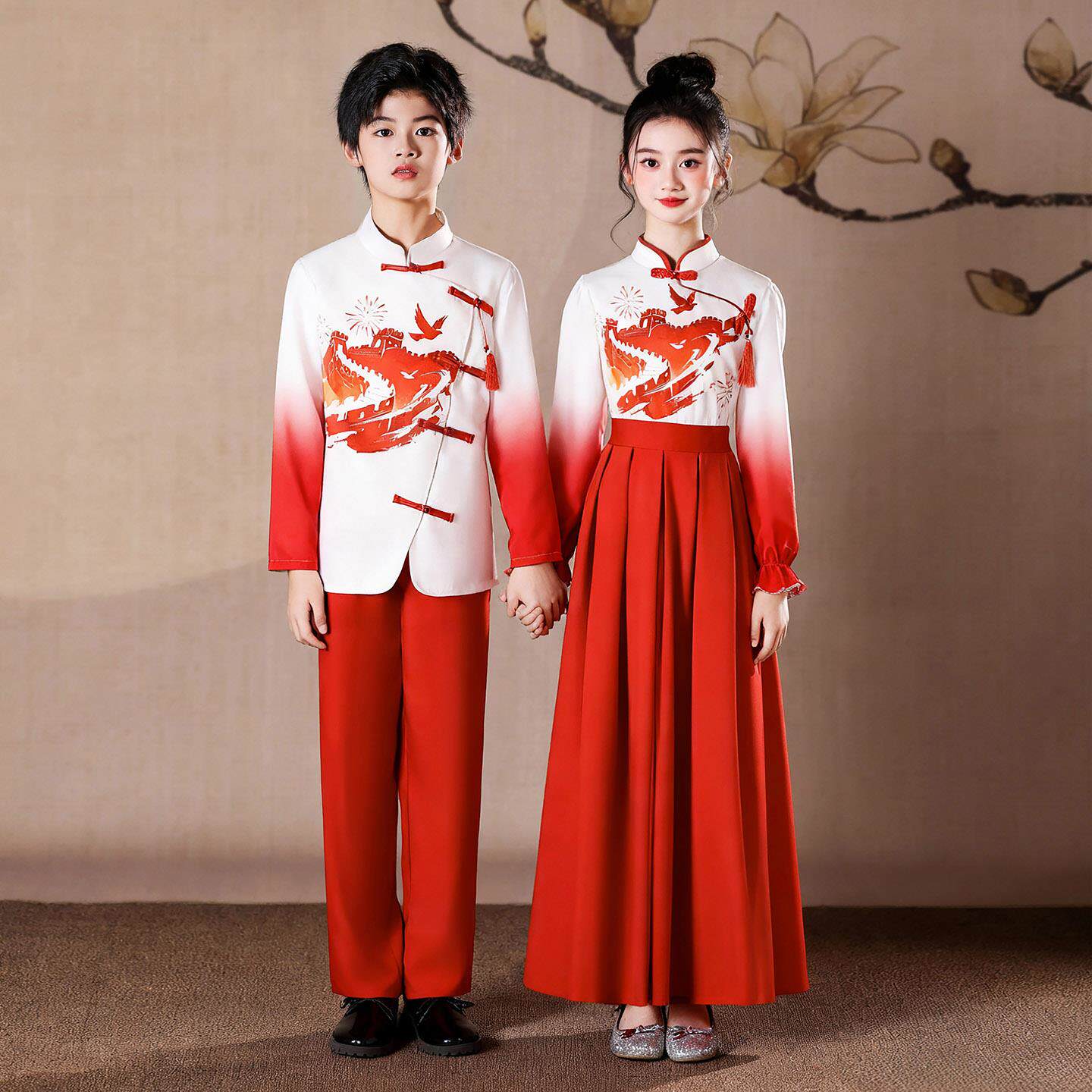 国庆儿童大合唱演出服中国风中小学生爱国表演红歌演讲诗朗诵服装
