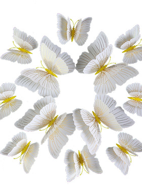 补洞眼墙贴遮丑彩色蝴蝶立体墙面装饰蝴蝶品蝴蝶流光溢彩双层