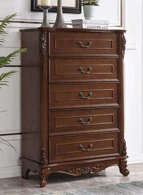 全实木五斗柜欧斗式多功式能三ZG-55933斗橱现代卧室储物收柜美简