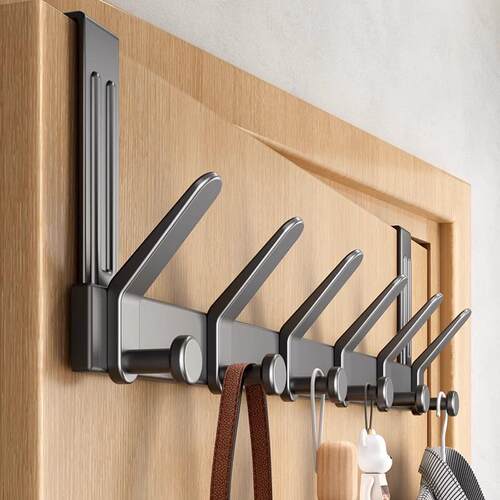 枪灰色门后挂钩挂衣架卧室门上免打孔无痕门背式收纳置物衣服挂架