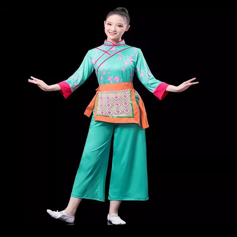 正品莓茶姑娘爽门亮广舞服装套装春大夏采茶舞笠斗舞蹈服装妈演场