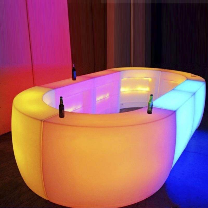 酷擎LED发光吧台家具PE滚塑组合迎宾台酒吧桌子遥控调色彩灯幻彩