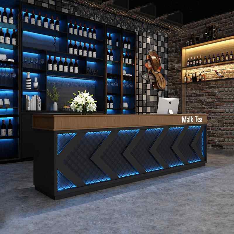 覆古工业风酒吧吧台铁艺餐厅烧烤店前台接待台定制清吧柜台收银台