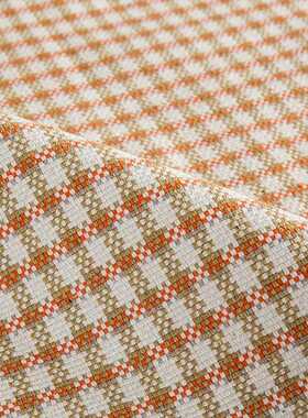 直销新款千鸟格沙发垫棉线橙色四季布艺防滑皮沙发套组合
