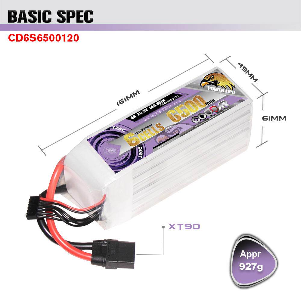 CODDAR鹰氪6500MAH 6S 22.2V 120C高倍率固定翼航模穿越机FPV电池
