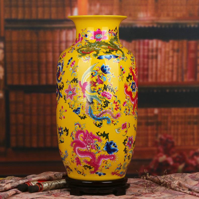 高档景德镇瓷器 水晶釉玫摆十二喜东瓜落地大花瓶 中红式家居陶件