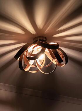 北欧餐厅木室皮吊灯客厅室书玄关卧过道装饰房灯NBY饭店茶民宿木