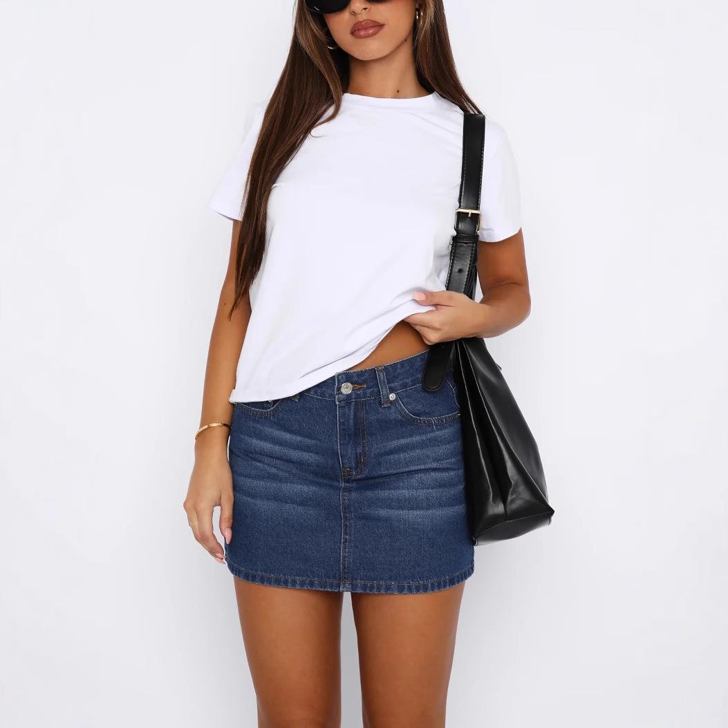Women Skirt Non Elastic Pure Line Flare Casual Y2K Cool
