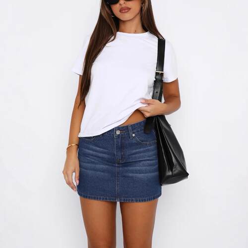 Women Skirt Non Elastic Pure Line Flare Casual Y2K Cool