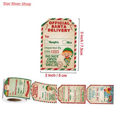 50-200pcs Merry Christmas Gift Tags Santa Claus Labels Stick
