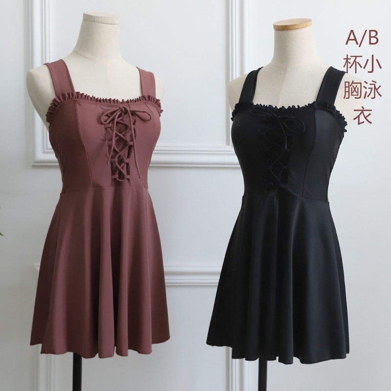 泳衣女分体裙式小胸钢托聚拢遮肚显瘦保守平角大码泡温泉游泳衣