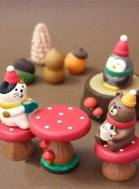 日式猫ZAKKA圣诞节礼品老人 猫头鹰 三毛猫家居装饰品摆件