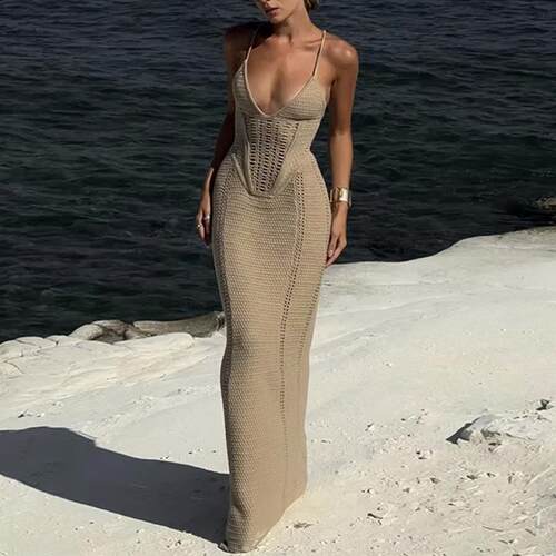 Women's beach skirt, hip hugging skirt, backless hollow