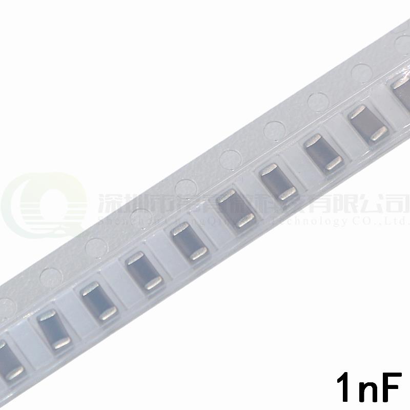 50个 贴片电容1206 1000pF 1nF 50V/1KV/2KV 102J 5% NPO COG高频